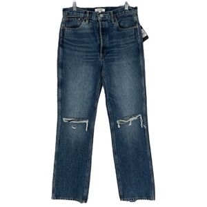 RE/DONE 90s High Rise Loose Straight Leg Distressed Vintage Cotton Denim Jean 30